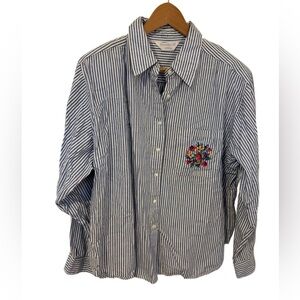 Vintage Stony Brook by Blair boutique Denim Shirt With Floral Design Size Medium